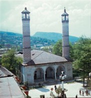 Govharaga Mosque of XVIII c., one of the most famous Shusha landmarks. Photo made before the occupation by armenians